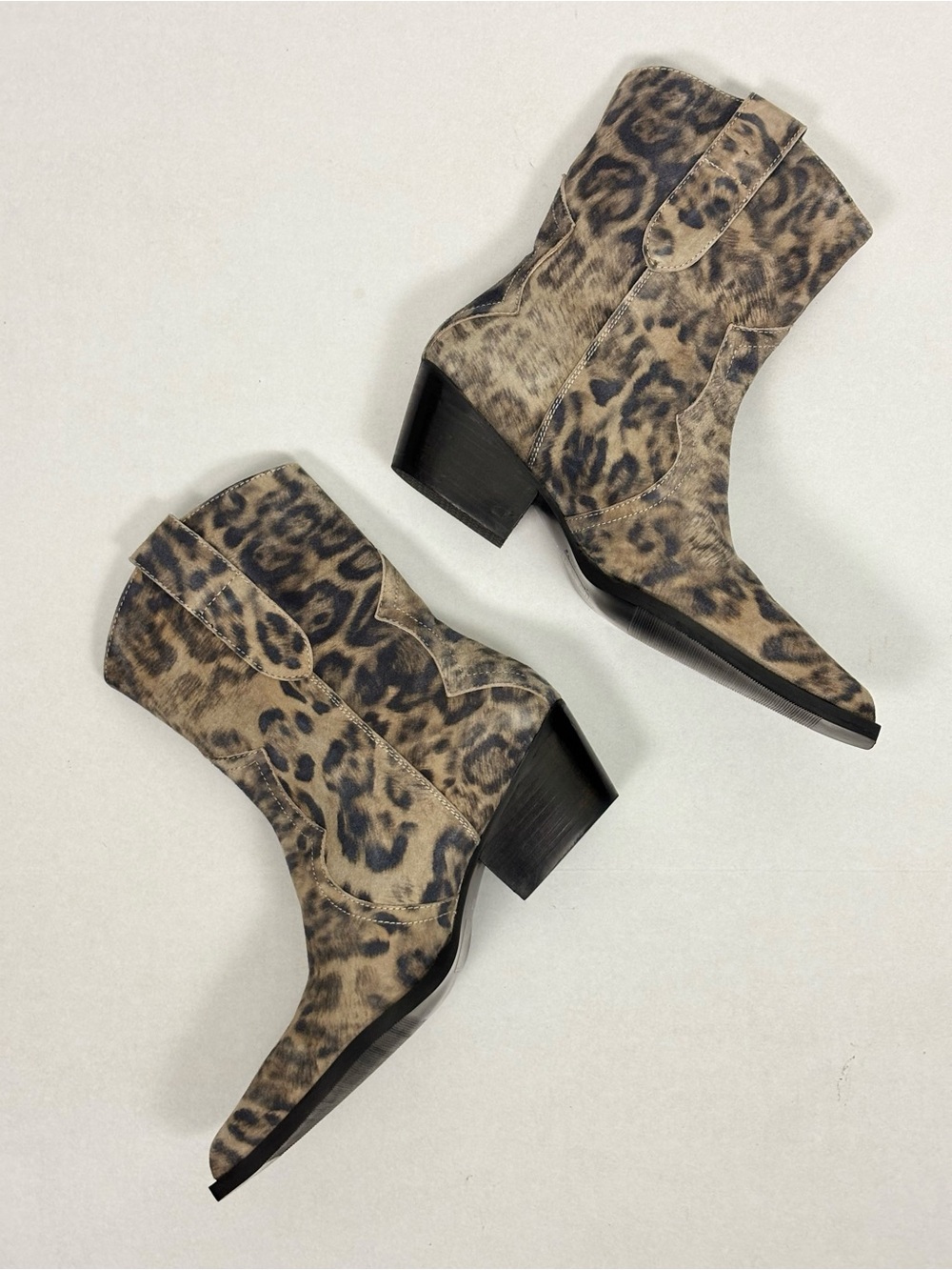 NEW Free People Cat Nap Cowboy Boots in Leopard Suede Size 7.5 - Picture 8 of 15